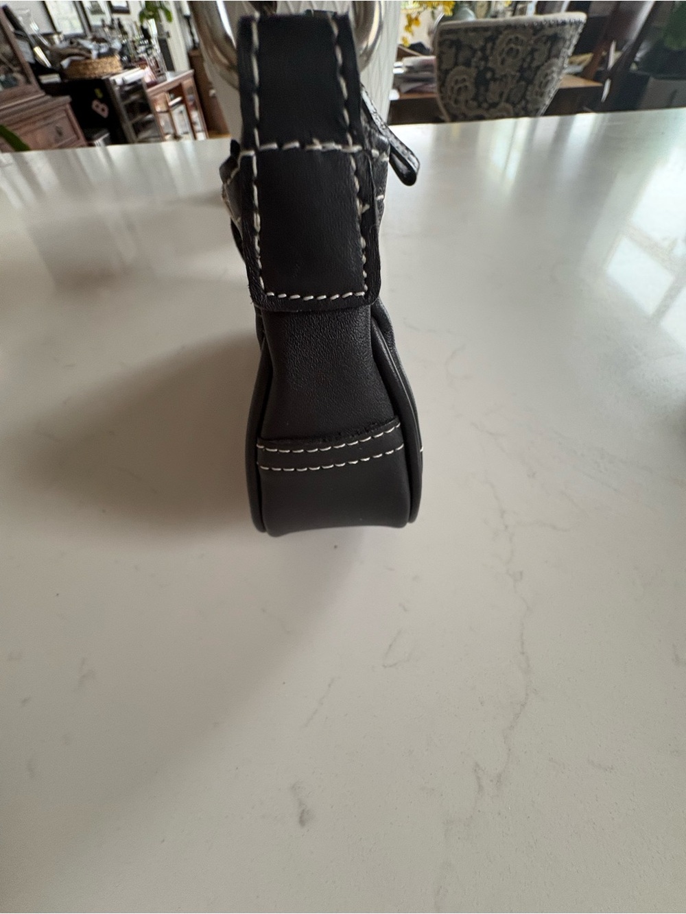 Coach vintage 90 mini Black Leather Shoulder Bag with Contrast Stitching - Picture 10 of 12